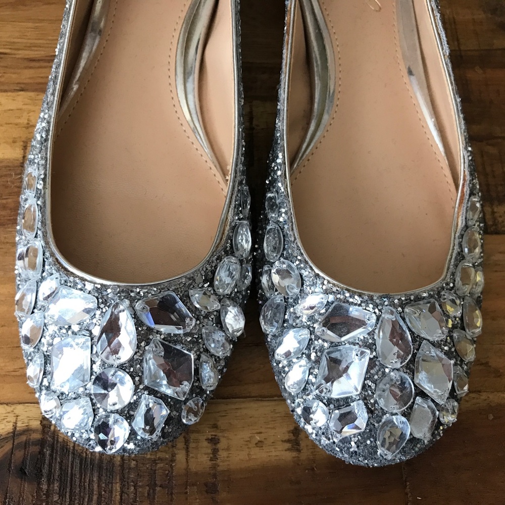 Jewel Badgley Mischka Mathilda rhinestone glitter shoes Sz 6 - Picture 4 of 6